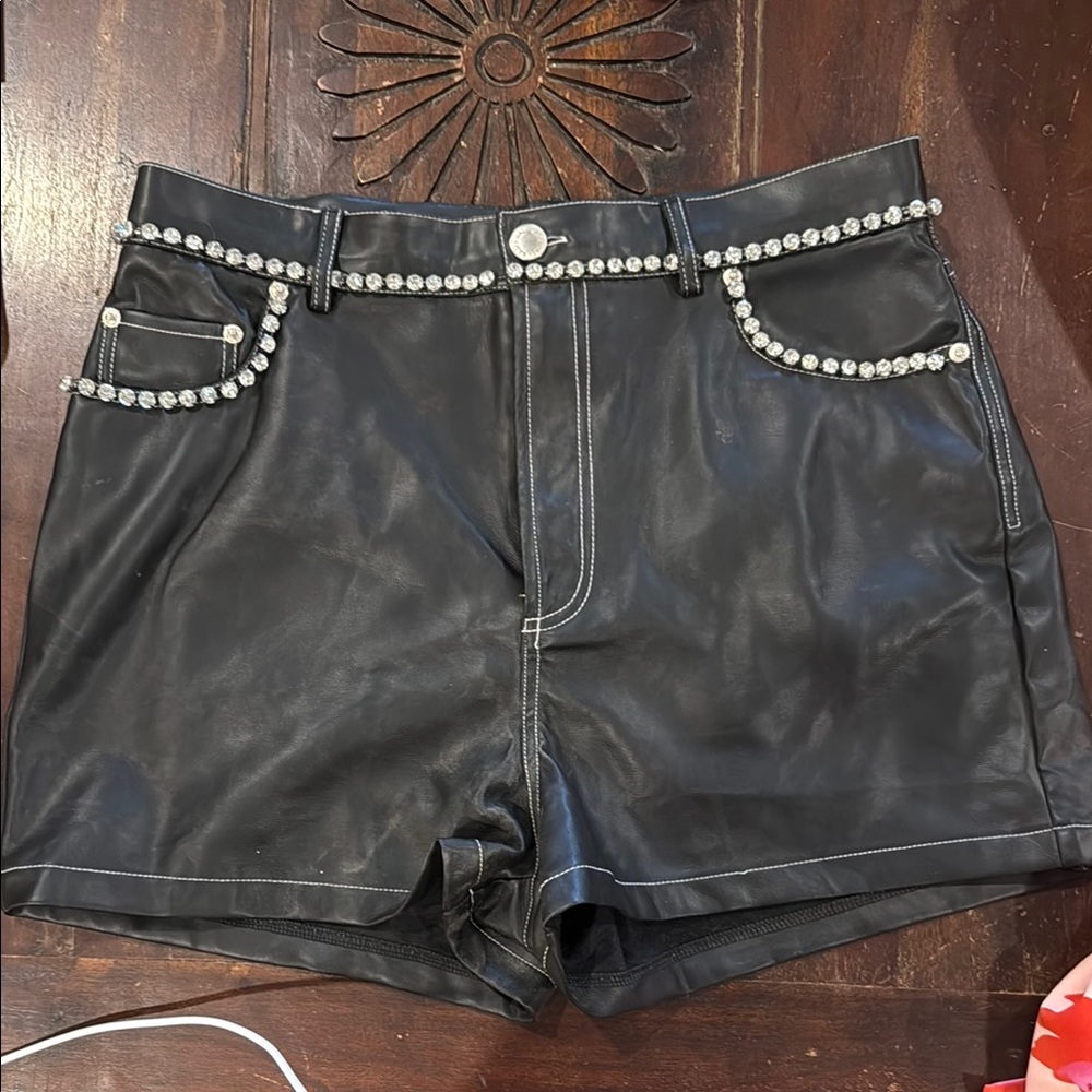 Nasty Gal Black High Waist Studded Shorts